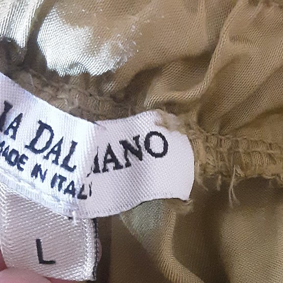 Made in Italy Giulia Dal Piano Gold Coloured Silky Flowy Wide Leg Pants Size L - Picture 14 of 16